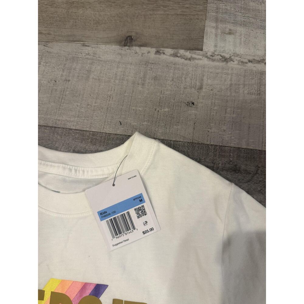Nike Shirt Kids Medium Just Do It Rainbow Swoosh Tee Graphic Athletic FN5856-100 - Picture 3 of 6